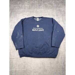 Toronto Maple Leafs Sweatshirt Mens 2XL Blue Crewneck Vtg 90s Embroidered Grunge